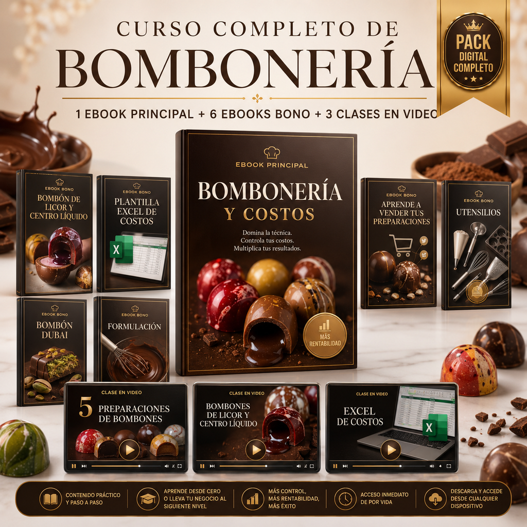 CURSO COMPLETO DE BOMBONERÍA | EBOOK PRINCIPAL + 3 CLASES EN VIDEO + 6 EBOOKS BONO